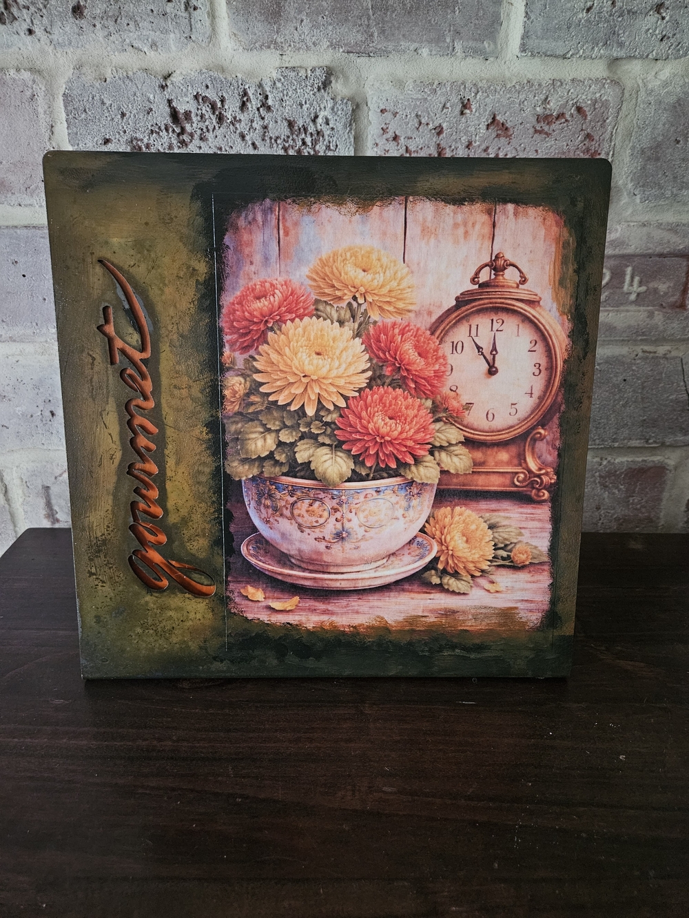 Autumn Floral Teacup Wall Art - Orange & Green